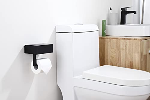 Day Moon Designs Toilet Paper Holder With Shelf - Flushable Wipes Dispenser & Storage Fits Any Bathroom, Keep Your Wet Wipes Hidden - Stainless Steel Wall Mount Bathroom Organizer - Matte Black, Small #TOP3