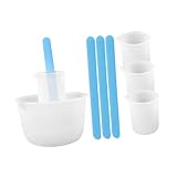GARIOUANS Tazas Medidoras de Silicona para Resina con Palitos Agitadores Duraderas y Flexibles Incluye Palitos Azules Tazas para Manualidades DIY con Resina y Arte Fluido Reutilizable