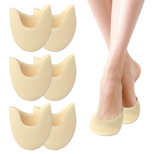 Fatiya 3 paia di morbidi cuscinetti per le dita dei piedi per scarpe da punta in mezza spugna, 8,4 x 9,4 cm, traspiranti, antiscivolo, per dita dei piedi, protezioni per l'avampiede, per donne e