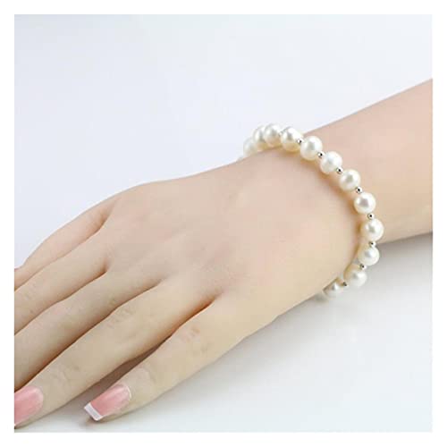 Perles d'eau douce blanche bracelet 7-8mm pour tenue de fête - 5