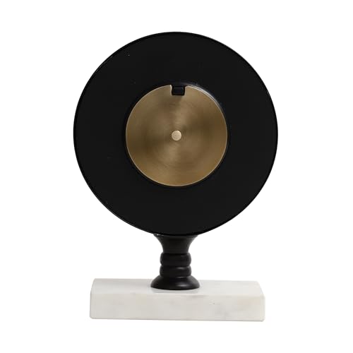 Image of Decor de Maison Brings Handcrafted Seraphic Marble Timepiece Table Clock for Home, Room, Office, Shelves Decor | Classic Non-Ticking Tabletop Battery Operated Analog Desk Clock (Black)