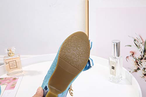 Girl Mary Jane High Heels Formal Dress Banquet Wedding Bow Glittering Princess Shoes4