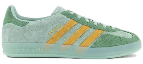 adidas Gazelle Indoor Womens Sneaker Suede (Green Crew Yellow, 6)