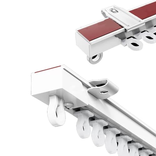 Riel De Cortina Doble Riel De Cortina Autoadhesivo For Montaje En Techo, For Ventanas, Armarios, Baños, Duchas, Cortinas, Silencioso Y Liso, Barra Adhesiva Fácil De Instalar. 120cm