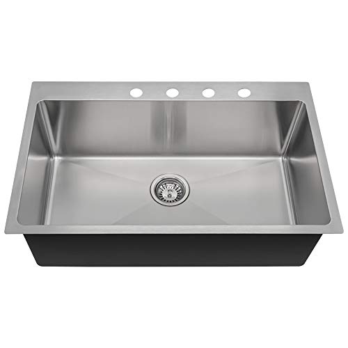 MR Direct T3120S Topmount Single Bowl 3/4-Inch Radius Kitchen Sink