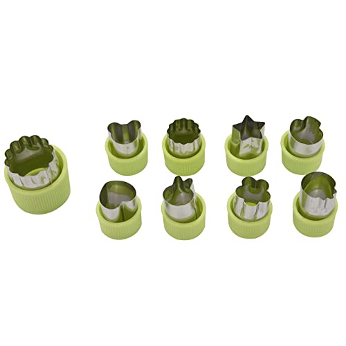 Spourita 9pzs Mini cortadores de Galletas Cortador de Fruta Vegetal Corteza de empanada Juego con Estrellas Oso Conejos Setas Fresa Corazon Formas de Cortador de Galletas