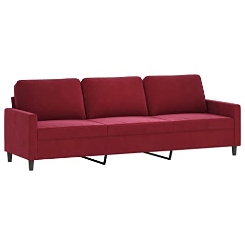 vidaXL Canapé à 3 Places Sofa de Salon Canapé de Salle de Séjour Meuble de Chambre à Coucher Maison Intérieur Rouge Bordeaux 210 cm Velours