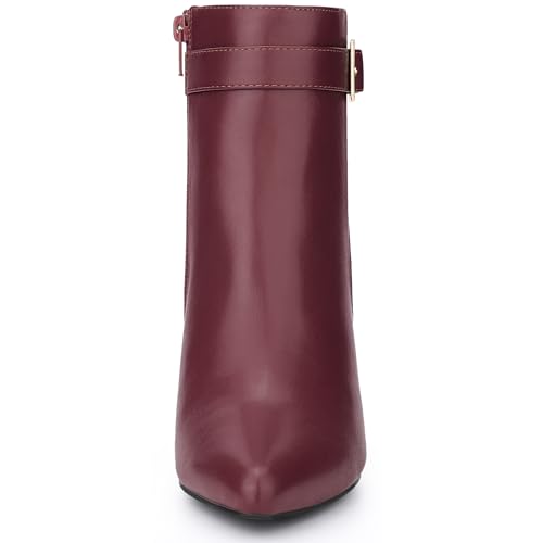 Allegra K Women's Pointed Toe Buckle Decor Heel Ankle Booties3