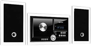 AUNA Stereosonic Microsystem, Shelf Stereo System, Micro System, 2 Stereo Speakers, Front-Loading CD Player, FM Tuner, Bluetooth, Wireless Connection, USB Port, Incl. Remote Control, Black
