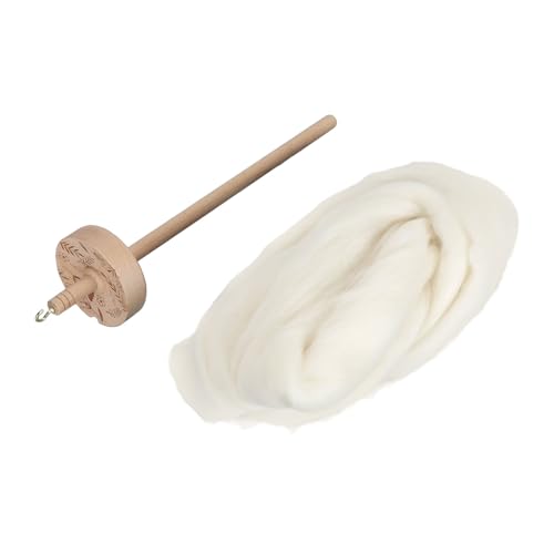 Wooden Drop Spindle DIY Yarn Kit with Beech Wood and Wool for Craft Enthusiasts and Beginners