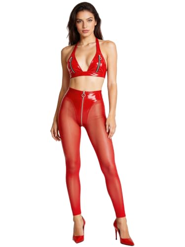 Leggings conjunto piezas ropa baile hip hop iiniim aspecto mojado y corsé para mujer