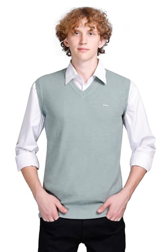 Image of V Neck Cotton Half Sweater for Man Winter Wear - Pullover Sweater for Men