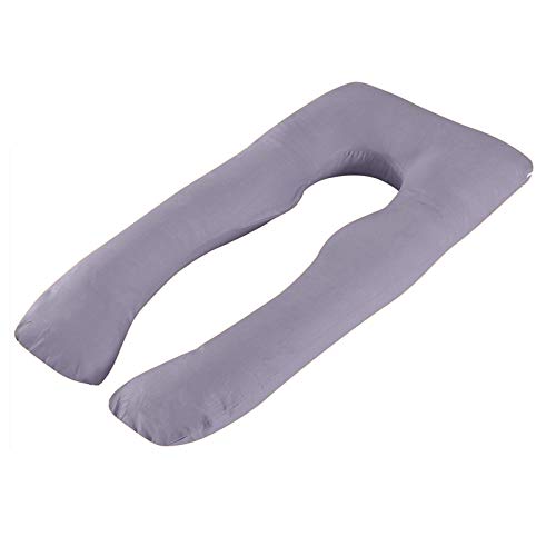 MINGPINHUIUS Pregnancy Body Pillow with Cotton Pillowcase, 130cm/51 Maternity Pillows for Pregnant Women Sleeping 4.85lbs/2.2KG Fuller Inner Cotton U Shaped Cover Detachable Washable (Deep Grey)