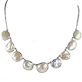 Navya Craft Pearl Choker Necklace, 925 Sterling Silver Promise Freshwater Coin Pearl Jewellery for Women, Handmade Boho, June Birthstone, Unique Gift Her Birthday Anniversary Christmas Valentines Day