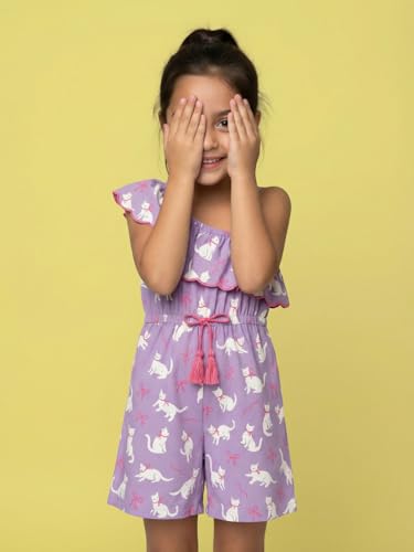 Image of Nautinati Girls Single-Strap Printed Jumpsuit with Assymetric Neckline | Age 2-10 Years
