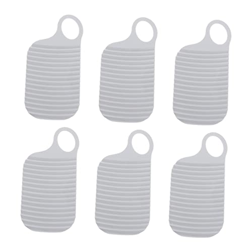 MOLUCKFU 6個 ミニ洗濯板 縞模様の洗濯板 ウォッシュボード - 昔ながらの 掃除用洗濯板 小さな洗面台 手洗い衣類ツール 両面洗濯板 洗濯物 たわし 洗濯板 衣類を洗う道具 Pe Grey