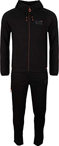 Emporio Armani EA7 Men's Long Sleeve Tracksuit Set with Jacket & Pants, Black, X-Large
