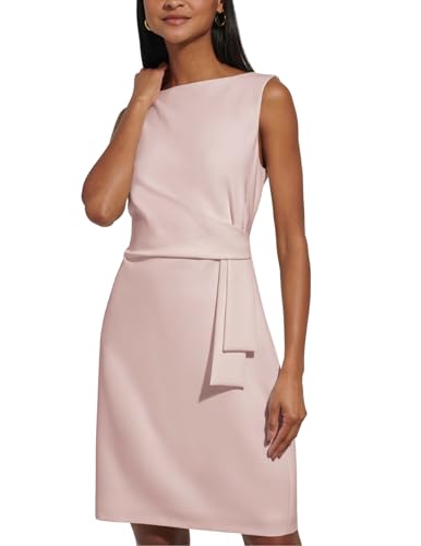 Tommy Hilfiger Women's Sleeveless Boat Neck Fold Detail Sheath Mini Dress