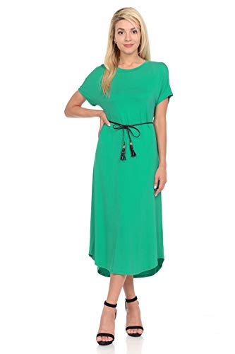 iconic luxe Women's A-Line Short Sleeve Midi Dress Small Green