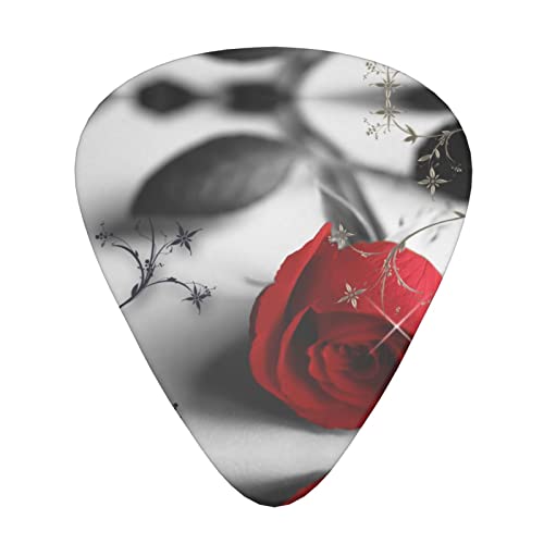 Ensemble de 12 médiators de guitare Red Rose pour guitare acoustique, guitare électrique, contrebasse, ukulélé - Les Beatles, Paul McCartney, John Lennon, RIngo Starr, George Harrison Ensemble de 12 médiators de guitare Red Rose pour guitare acoustique, guitare électrique, contrebasse, ukulélé