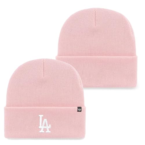 47 MLB Unisex-Adult Primary Logo Cuffed Knit Primary Logo Team Color Beanie Hat Cold Weather Hat One Size (US Alpha One Size Los Angeles Dodgers - Pink)