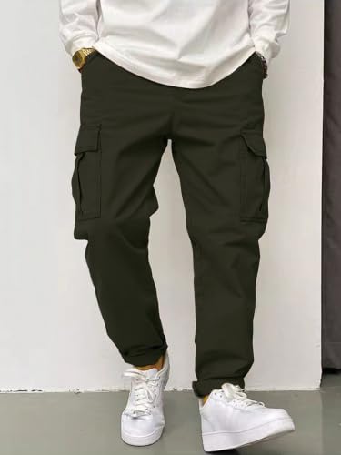 Image of Leriya Fashion Men's Cargo Pants | 4 Pocket Cotton Cargo Joggers for Men | Loose Fit Stylish Pant with Pockets | Casual Baggy Trousers & Streetwear Lower