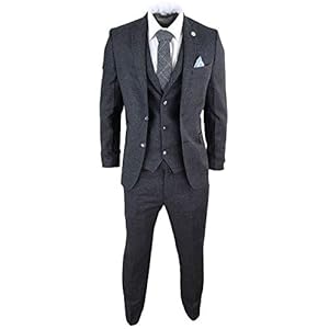 Heren 3-delig gekeperd pak visgraat wol Vintage retro Blinders jaren 1920