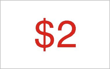 $2 Red on White Plastic 16x10mm 240 Labels Price Promotional Display Stand Point of Sale Stickers Self-Adhesive Labels