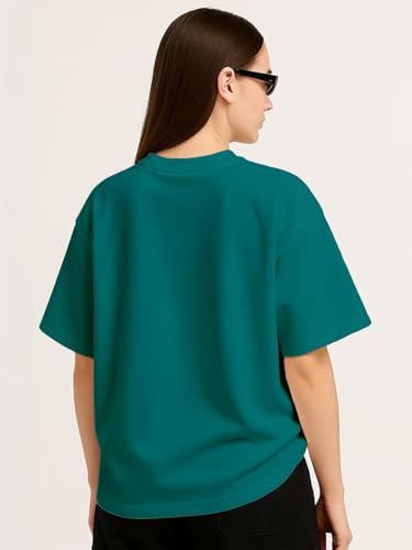 Image of Women's Printed Oversized T-Shirt with Half Sleeves and Round Neck, Soft Spun Fabric for Casual Wear (Size - S-2XL)