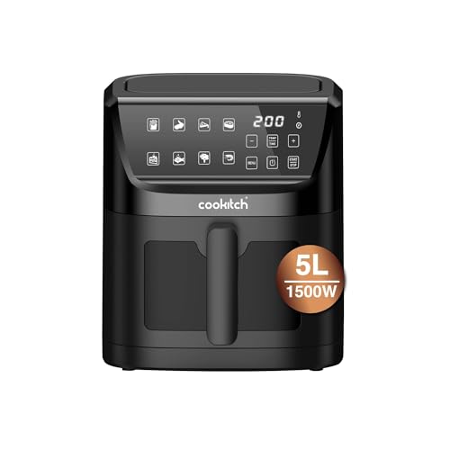 Cookitch AIR FRYER 5L BLACK – Freidora de Aire con Pantalla LED, Capacidad 5L, 1500W, Ventana...