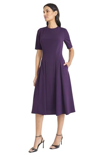 Image of Maggy London Womens Short Sleeve Double Pleat Midi DressDress