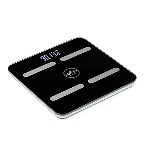 Image of Hoffen (Made in India) Smart Personal Body Fitness wireless Weighing Scale | Fat, Muscle, Metabolism Rate Machine | Bluetooth Connectivity Measuring Scale Black