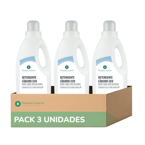 PLANETA HUERTO | Pack 3 Detergente Líquido Ecológico Aroma Natural a Ropa Limpia 1.5L - 3 Detergentes Limpieza Profunda y Sostenible Todo Tipo de Ropa, Biodegradable y Eficaz a Baja Temperatura