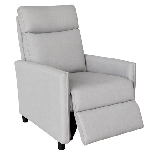 SHIITO | Sillón Reclinable Manual Duna JC, Tapizado en Tela Beige, Respaldo Alto con 3 Posiciones, 100 x 80 x 66 cm, para Salón y Dormitorio