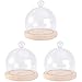 Szkło Cloche Globe Display Dome Bell Słoik 3 Zestawy Clear Glass Dome Mini Deser Tort Płyta Tort Stojak Z Drewnianą Bazą Dekoracyjną Dzwon Osłony Do Fairy Lights Zdjęcia