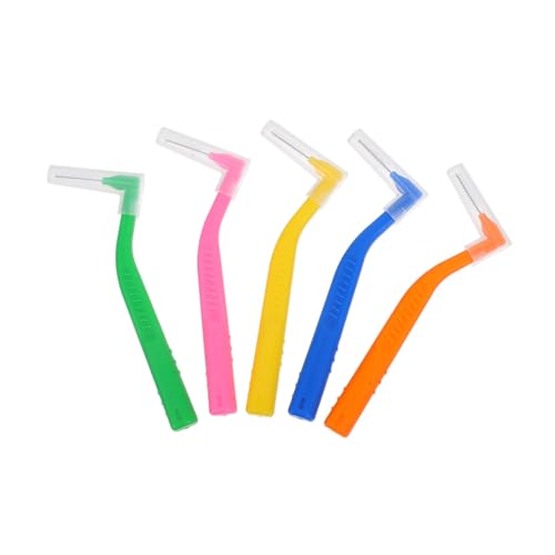 FIXOSHEE 5 piezas Cepillos Interdentales Ángulo Cepillo Dientes Interdentales Limpieza Oral Precisa Material Inoxidable y Portátil para y Uso Diario
