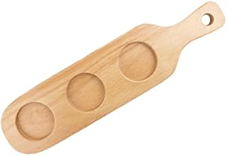 Cabilock Wood Beer Flight Tray Three- slot Flight Paddle Serving Tray Wine Serving Display Rack with Handle for Wine Glass Jars