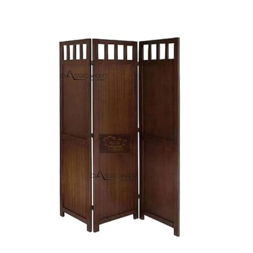 Image of Classic Wood and Craft Wooden Room Divider Partition for Living Room, Privacy Partition, Partition Wall, Divider for Makeup Studio /Office (3 Panels - Plain Design)