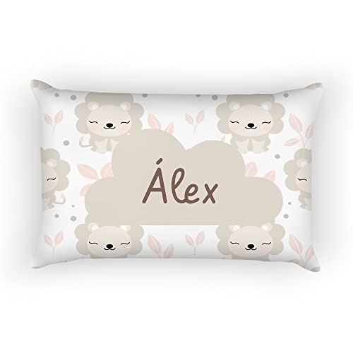SAQUITOMAGICO Cojin/Almohada para Bebe Personalizado con su Nombre.Nuevos Modelos.-Muy Suaves (Leones)