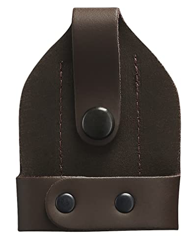 Shield Wallets Bikini Open Top Handcuff Case Brown Leather with Clip and Black Snap Detective Style