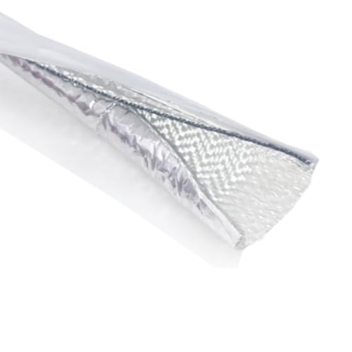 Fuel Line Sleeve 1/2 I.D. x 39 Self Adhesive Aluminum Heat Shield Heat-Resistant Fuel Line Protector Vapor Lock Insulation for Automotive and Marine Hoses Wire Exhaust