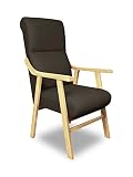 SERMAHOME Sillon butaca Boston, Estructura de Madera de Haya Color Haya. Tapizado en Polipiel Color Ceniza. Sillon para Comedor | Silla geriatrica | Sillon Relax