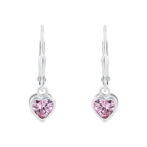 Prinzessin Lillifee Orecchini Orecchini Per Bambini In Argento Sterling 925, Con Sintetizzatore Di Zirconi Cubici, 2,1 Cm, Rosa, Cuore, In Confezione Regalo Per Gioielli, 9081905 - 2