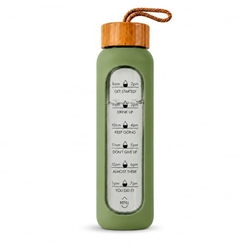 Image of Borosilicate Glass Water Bottle, Green, 1 Litre