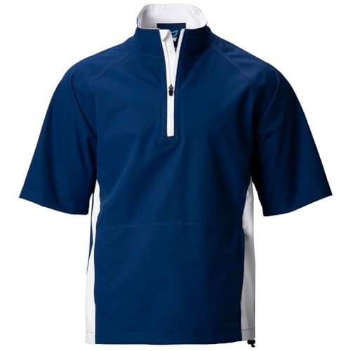 TGW Men's Waterproof Short Sleeve Golf Rain Shirt Jacket Pullover for Golfing Navy M
