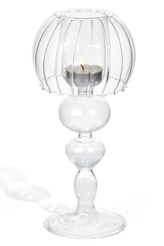 Gurfuy Desk Lamp Shaped Glass Candle Holders - Glass Hurricane Candleholders Crystal Decorative Candle Stand for Table Wedding Dinning Centerpieces Party Supplies Decor Clear