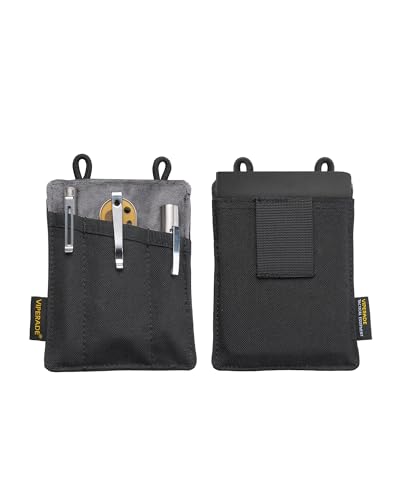 VIPERADE Slim EDC Pouch, Mini Pocket Organizer for Men, EDC Belt Organizer for Knife/Flashlight/Pen/Pry Bar/Mini Tools/Pocket Notebook (Black)