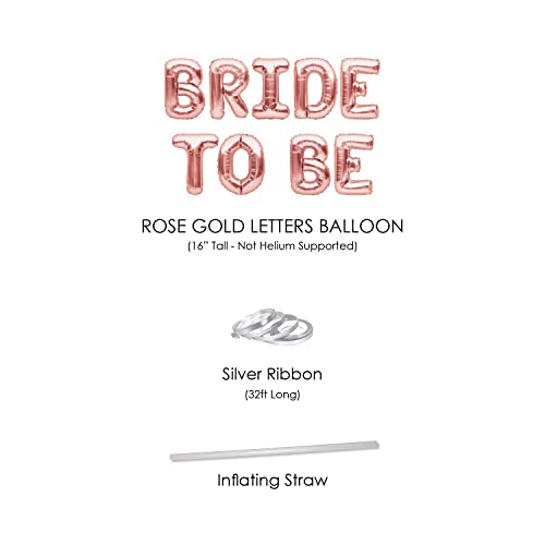 Big Bride To Be Balloons Rose Gold 16" Letters Banner - Bachelorette Party Decorations Set With 10 Rose Gold Confetti Balloons And 10 Latex Bachelorette Party Balloons - Hen Party Supplies Kit #TOP2