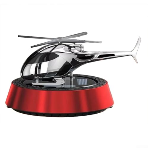 Ambientador solar de aromaterapia para automóvil, aleación de aluminio y ABS giratorio de avión con rotación sensible a la luz de doble frecuencia, tableta fragante incluida (rojo)