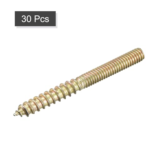Image of uxcell M4x40mm Hanger Bolts, 30pcs Double Ended Thread Dowel Screws for Wood Furniture Connecting